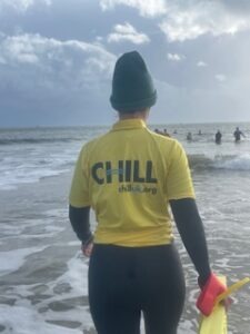 Jo Cox from Chill Dorset charity on Avon Beach